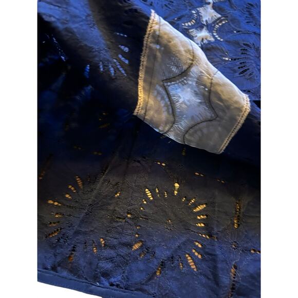 Trina Turk Short Sleeved Illusion Indigo Dress - Size 8 - Picture 4 of 12